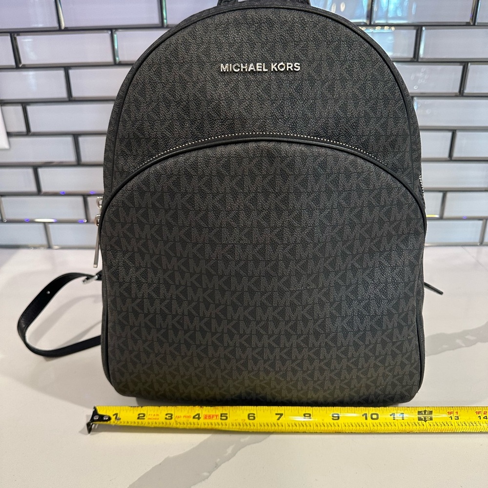 Michael Kors Logo Backpack Purse – Black/Grey MK Monogram - Picture 7 of 7